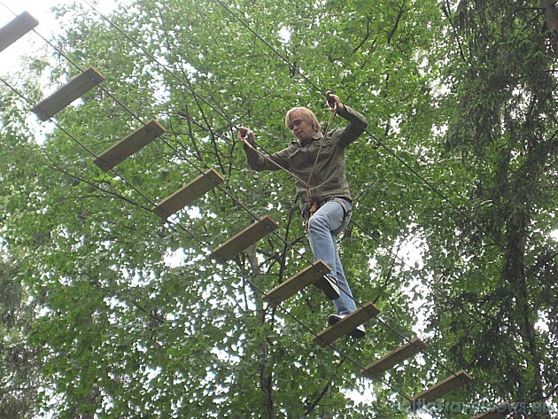 Piedzīvojumu parks Tarzāns ir aktīva izklaide pa kokos izveidotām šķēršļu trasēm 34337